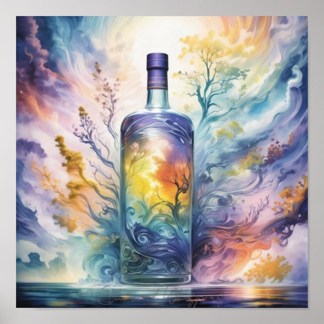 Ethereal Whispers - Magical Potion Bottle Poster (Front)
