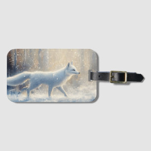 Ethereal White Fox in a Snowy Forest Luggage Tag