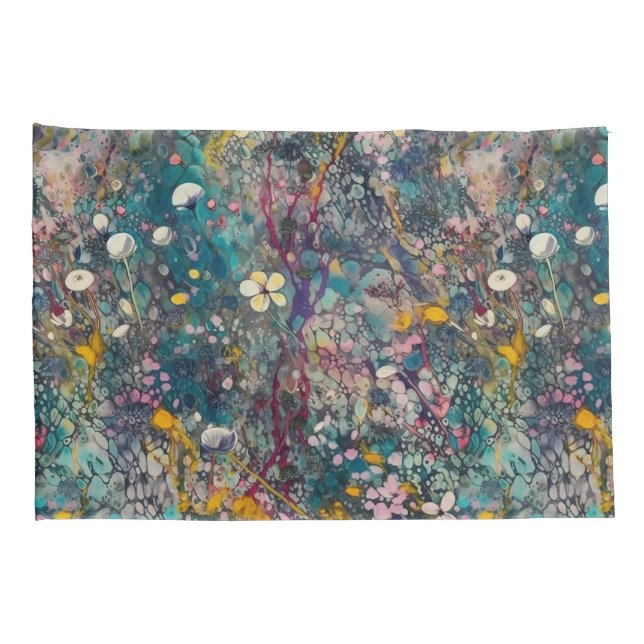 Ethereal Wildflower Dreams Abstract Art Design Pillowcase (Back-Right)