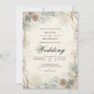 Ethereal Winter Branches Wedding Invitation