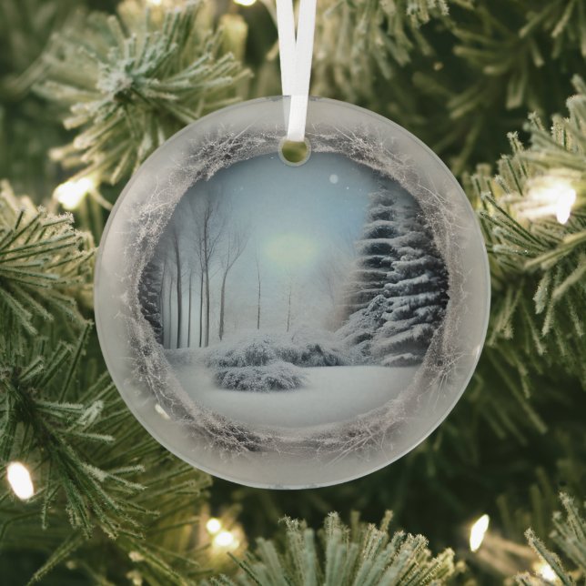 Ethereal Winter Scene Glass Ornament (Insitu)
