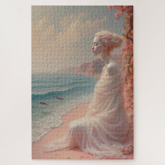 Ethereal Woman on Dreamy Beach Jigsaw Puzzle (Vertical)