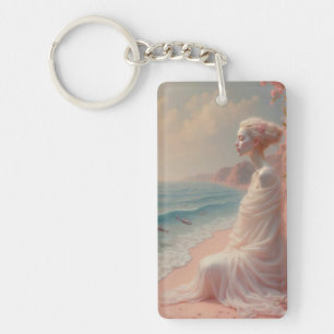 Ethereal Woman on Dreamy Beach Key Ring