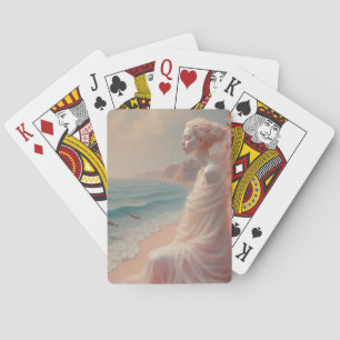 Ethereal Woman on Dreamy Beach Playing Cards