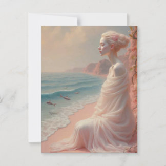 Ethereal Woman on Dreamy Beach Postcard