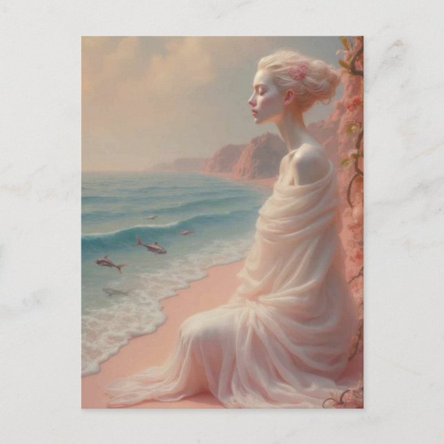 Ethereal Woman on Dreamy Beach Postcard (Front)