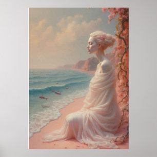 Ethereal Woman on Dreamy Beach Poster