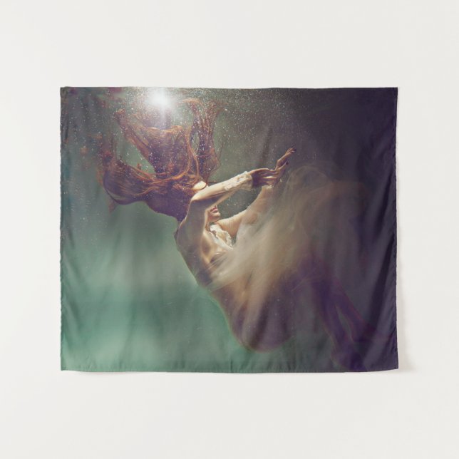 Ethereal Woman Underwater Dreamscape Tapestry (Front (Horizontal))