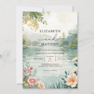 Ethereal Woodland Waterscape Wedding Invitation