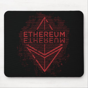 Ethereum Binary red on black mouse pad