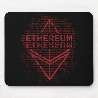 Ethereum Binary red on black mouse pad