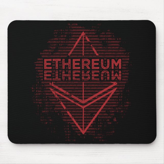 Ethereum Binary red on black mouse pad (Front)