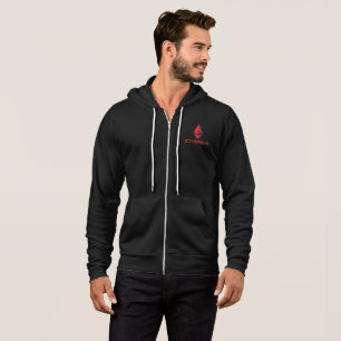 Ethereum ETH 8-Bit Red Logo   Zip Hoodie