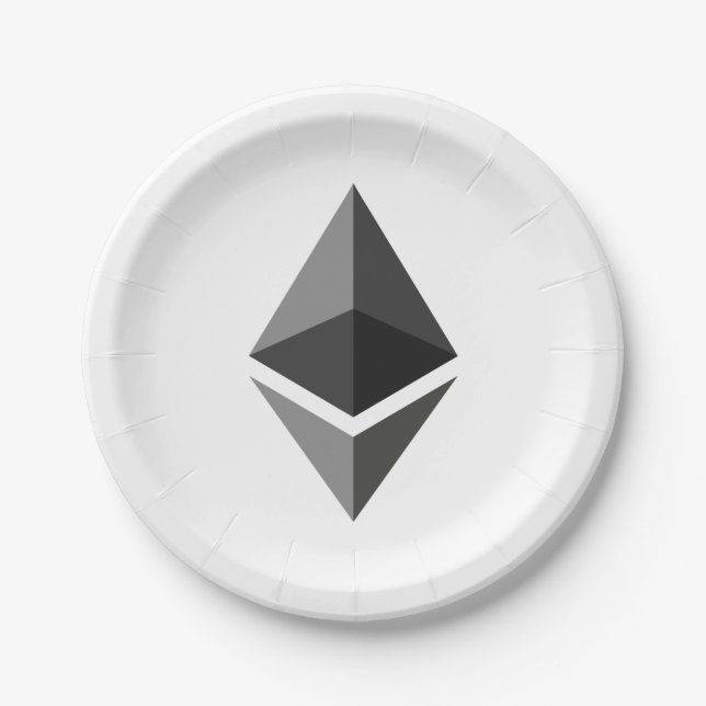 Ethereum Grey Icon Paper Plates (Front)