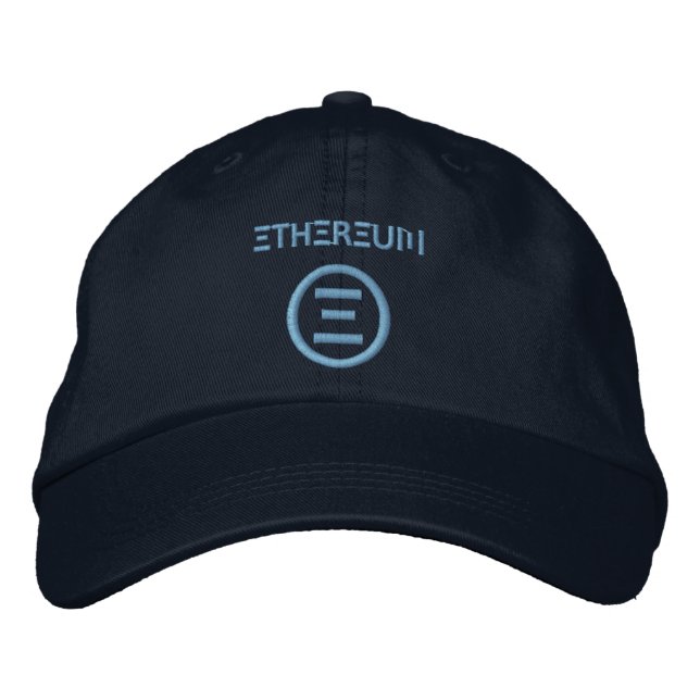 Ethereum Symbol lightblue embroidered baseball cap (Front)