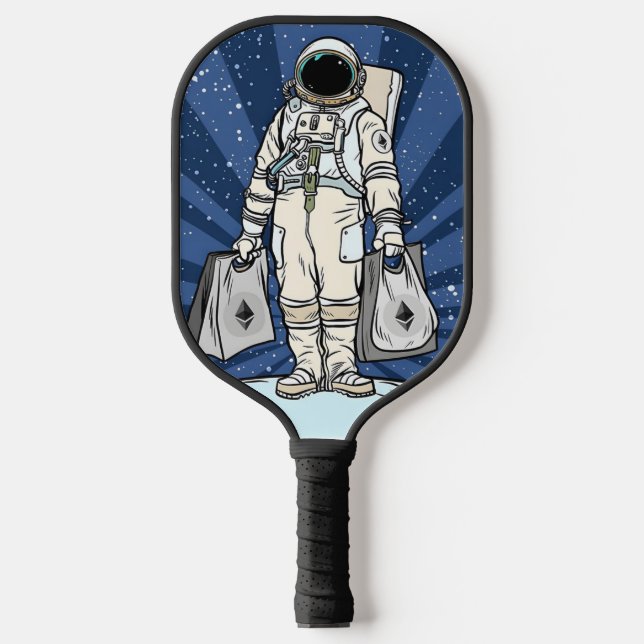 Ethereum To The Moon ETH Space Man Merch  Pickleball Paddle (Front)