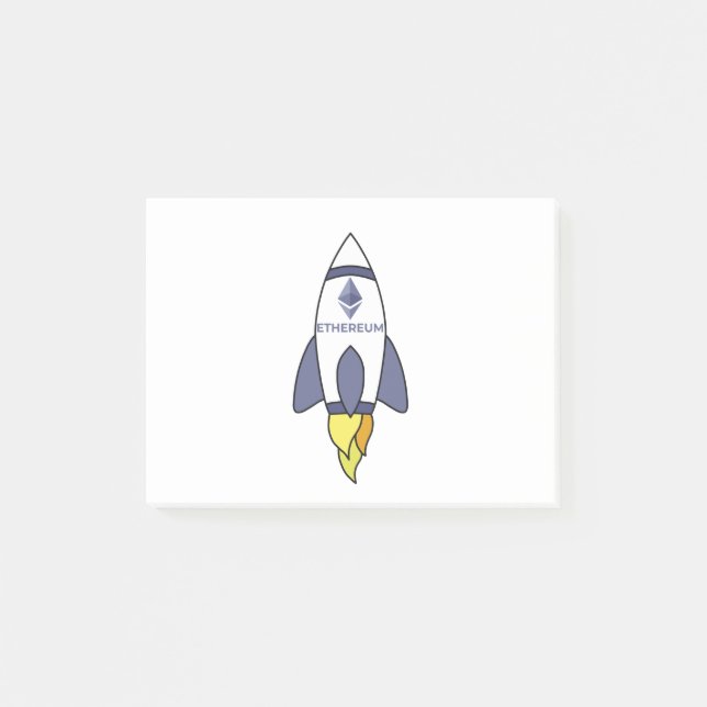 Ethereum To The Moon Rocket Post-it Notes (Front)