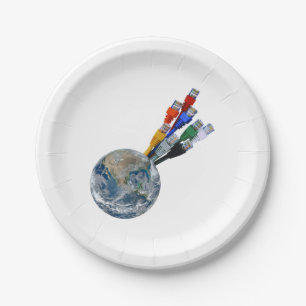 Ethernet Network Connected Earth Paper Plate