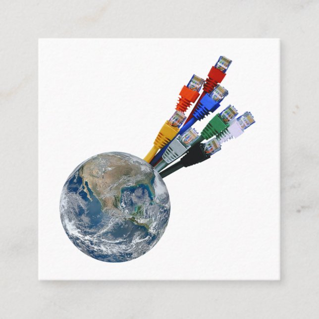 Ethernet Network Connected Earth Square Business Card (Front)