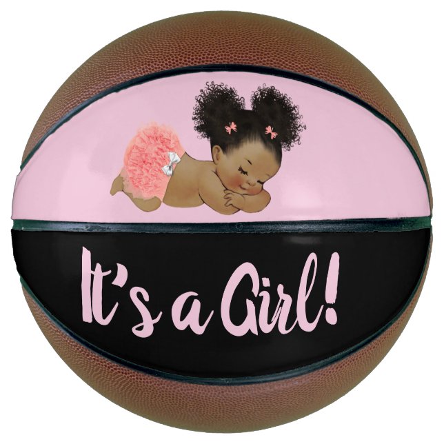 Ethic Baby Shower Gender Reveal Girl Pink Basketball (Front)