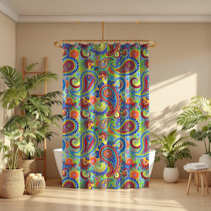 Ethic Colourful Paisley Seamless Pattern Shower Curtain