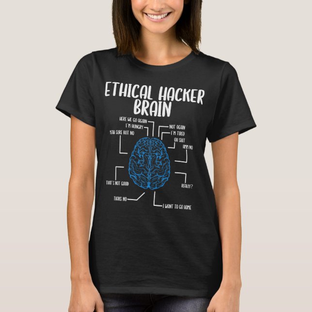 Ethical Hacking Brain Cybersecurity Online Hacker T-Shirt (Front)