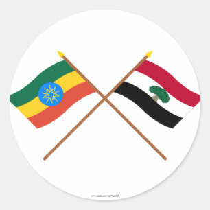 Ethiopia and Oromia Crossed Flags Classic Round Sticker