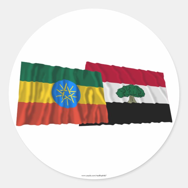 Ethiopia and Oromia Waving Flags Classic Round Sticker (Front)