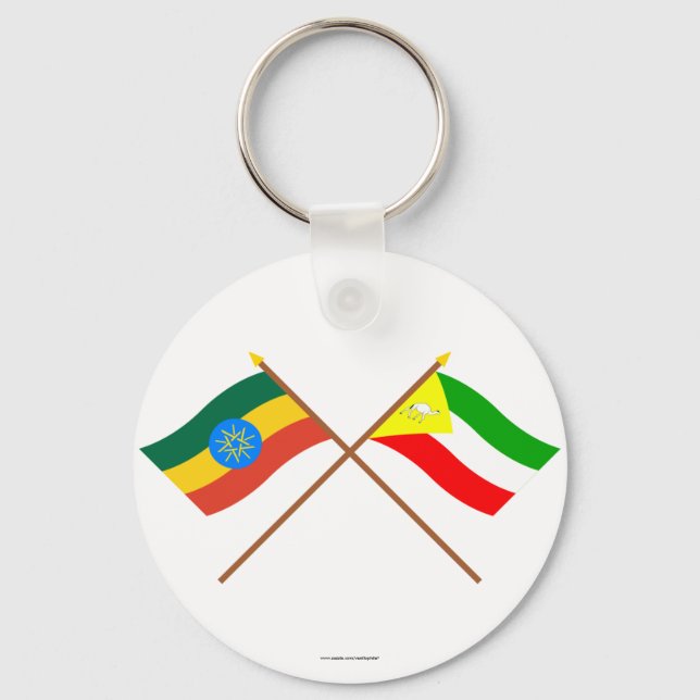 Ethiopia and Somali Crossed Flags Key Ring (Front)