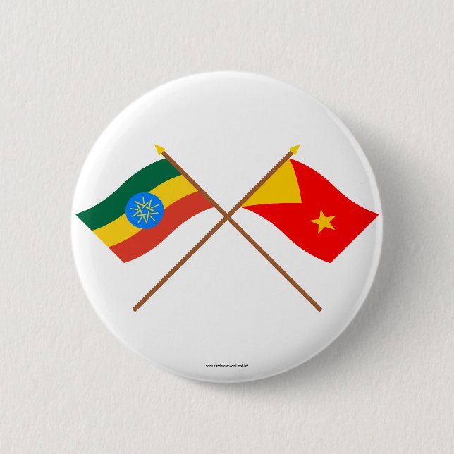 Ethiopia and Tigray Crossed Flags 6 Cm Round Badge (Front)