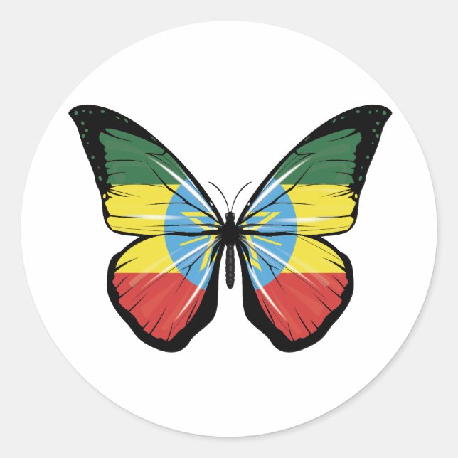 Ethiopia Butterfly Flag Classic Round Sticker (Front)