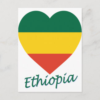 Ethiopia (civil) Flag Heart Postcard