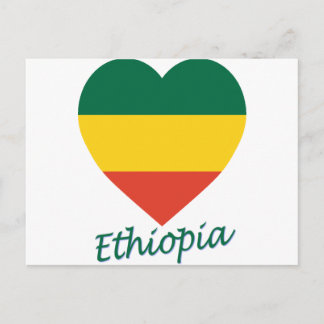 Ethiopia (civil) Flag Heart Postcard