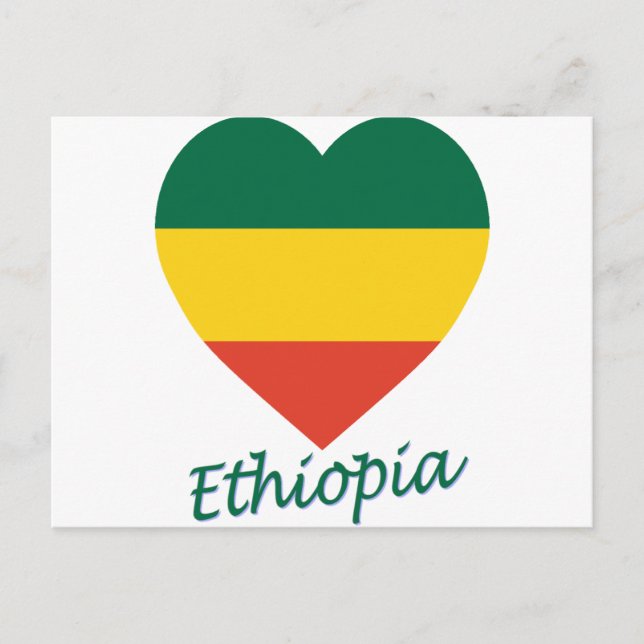 Ethiopia (civil) Flag Heart Postcard (Front)
