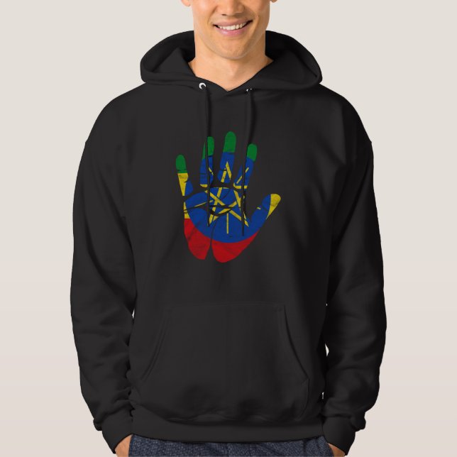 Ethiopia Ethiopian Africa Flag Proud Love Melanin  Hoodie (Front)