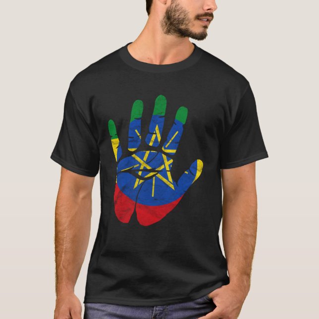 Ethiopia Ethiopian Africa Flag Proud Love Melanin  T-Shirt (Front)
