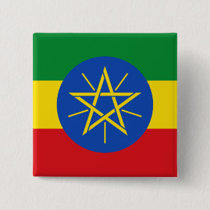 Ethiopia (Ethiopian) Flag 15 Cm Square Badge