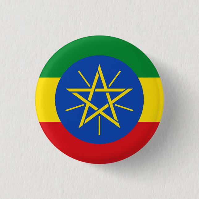 Ethiopia (Ethiopian) Flag 3 Cm Round Badge (Front)
