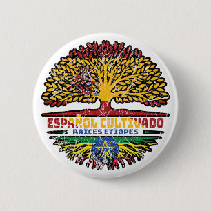 Ethiopia Ethiopian Spain Spanish Tree Roots Flag 6 Cm Round Badge