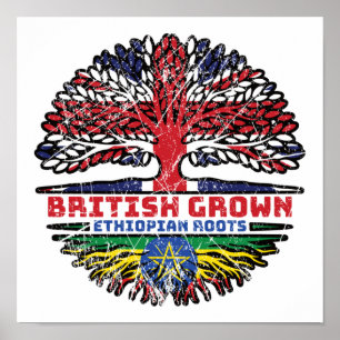 Ethiopia Ethiopian Uk United Kingdom British Tree Poster
