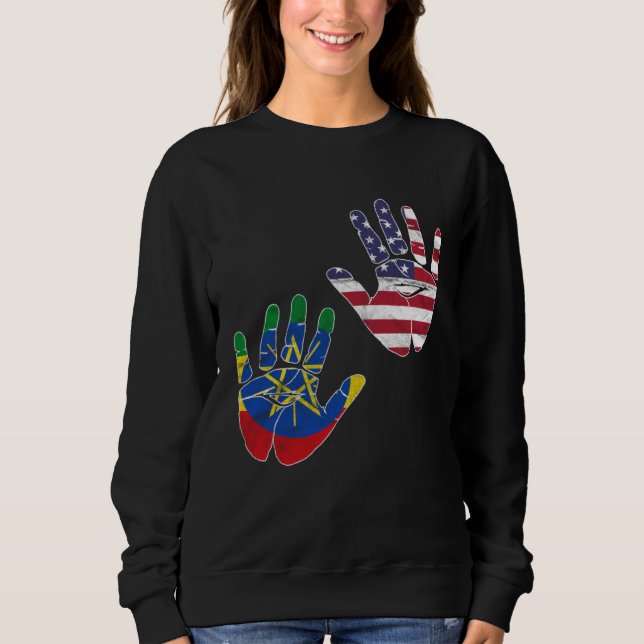 Ethiopia Ethiopians Africa Flag Proud DNA American Sweatshirt (Front)