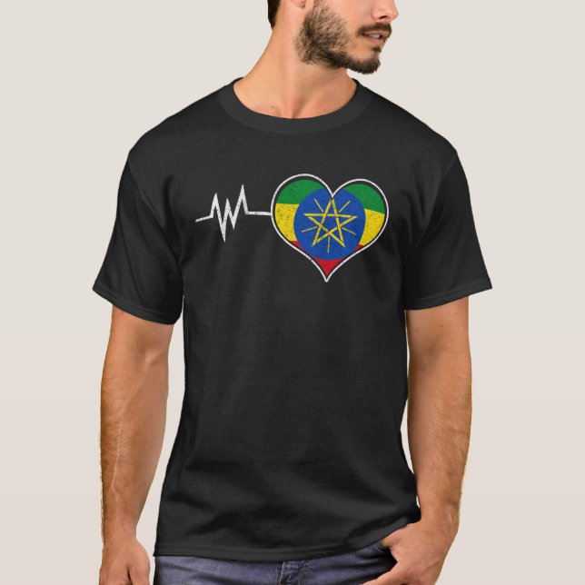 Ethiopia Ethiopians Africa Flag Proud Love Melanin T-Shirt (Front)