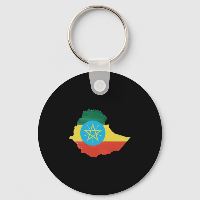 Ethiopia flag and map key ring (Front)