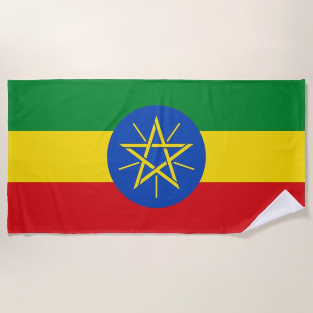 Ethiopia Flag Beach Towel (Front)