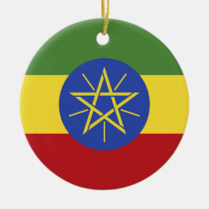 Ethiopia flag ceramic tree decoration