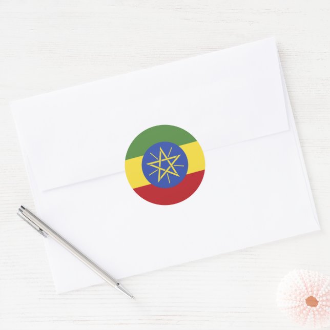 Ethiopia flag classic round sticker (Envelope)