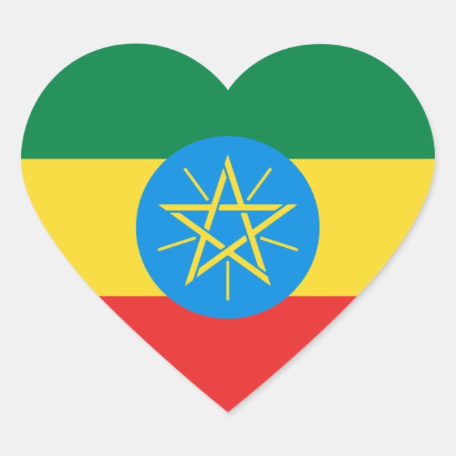 Ethiopia Flag Heart Sticker (Front)