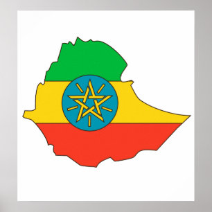 Ethiopia Flag Map full size Poster