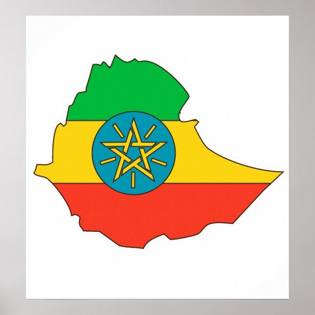 Ethiopia Flag Map full size Poster (Front)