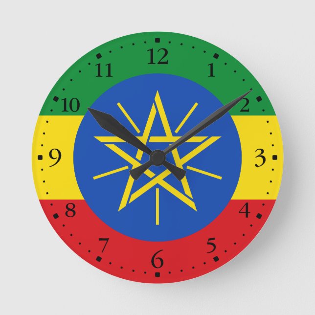 Ethiopia Flag Round Clock (Front)